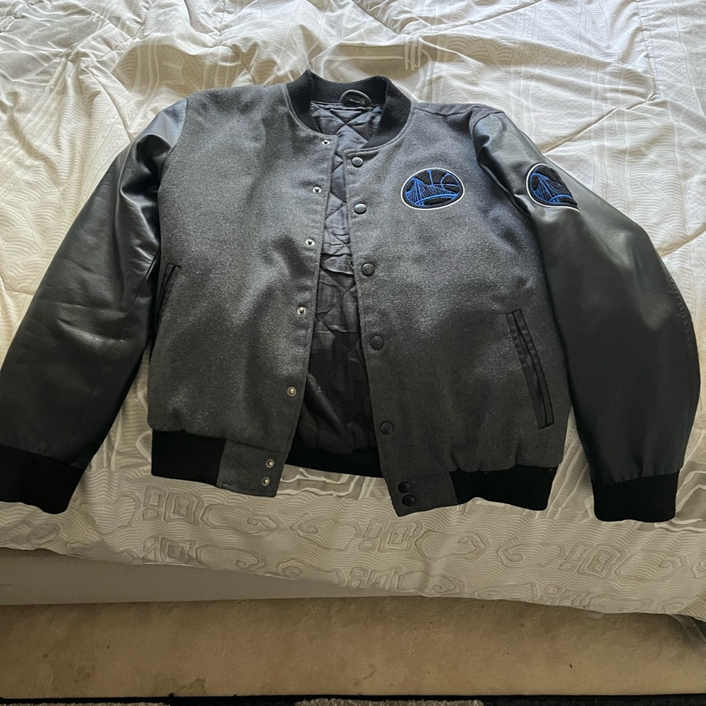 Black and blue warriors varsity jacket